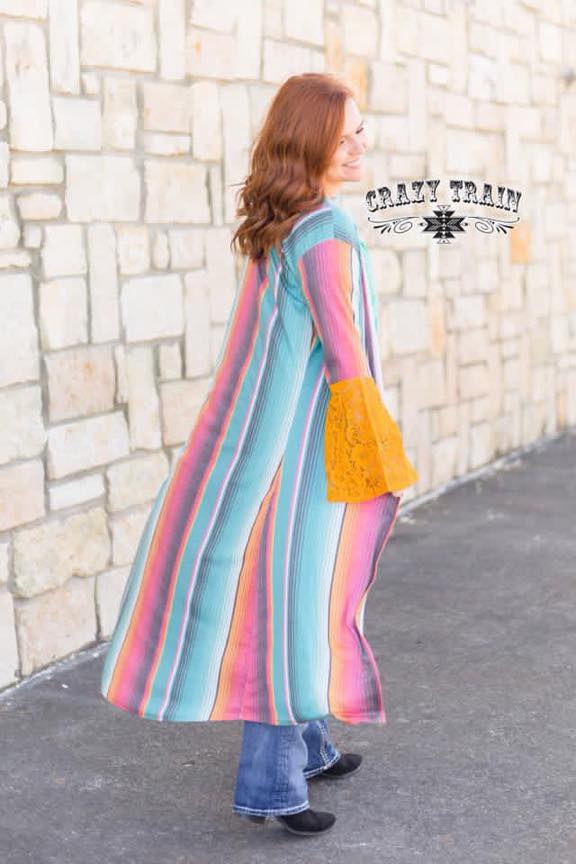 Serape Duster with Lace Sleeve Detail - Ruby Rue Jewelry & Accessories