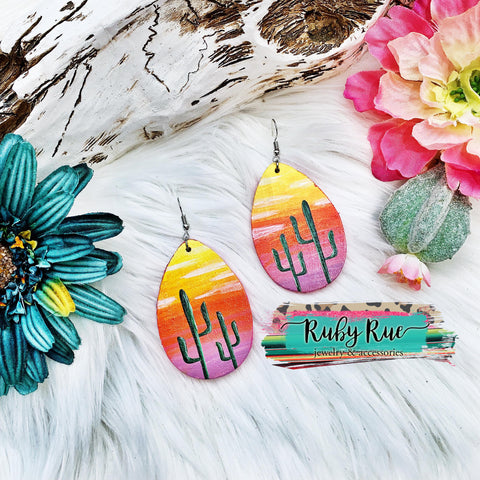 Hand-painted Wood Earrings - Ruby Rue Jewelry & Accessories