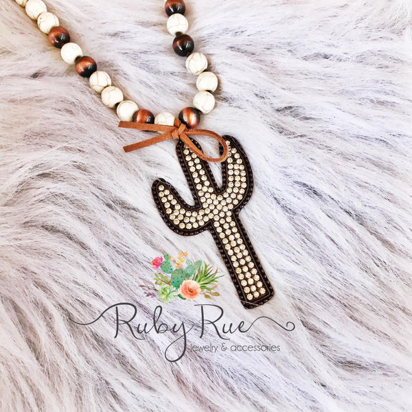 Large Rhinestone Cactus Necklace - Ruby Rue Jewelry & Accessories