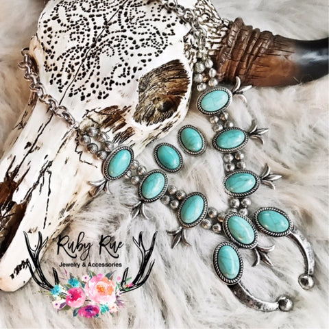 Turquoise & Silver Squash Set - Ruby Rue Jewelry & Accessories