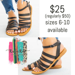 Black Strappy Sandals - Ruby Rue Jewelry & Accessories