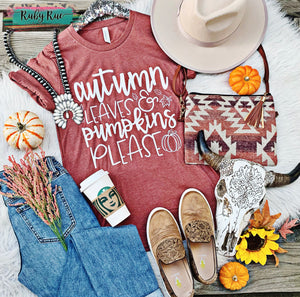Autumn Leaves & Pumpkins Please Tee - Ruby Rue Jewelry & Accessories