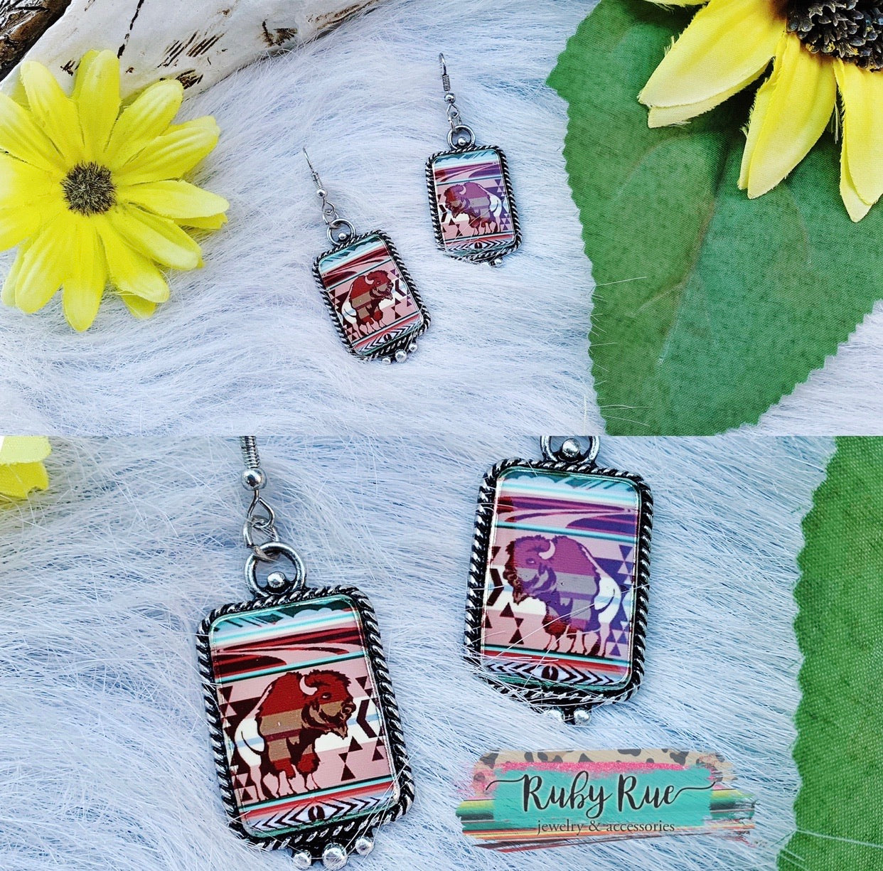 Serape Buffalo Earrings - Ruby Rue Jewelry & Accessories