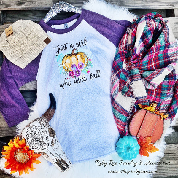 Just A Girl Who Loves Fall Raglan - Ruby Rue Jewelry & Accessories