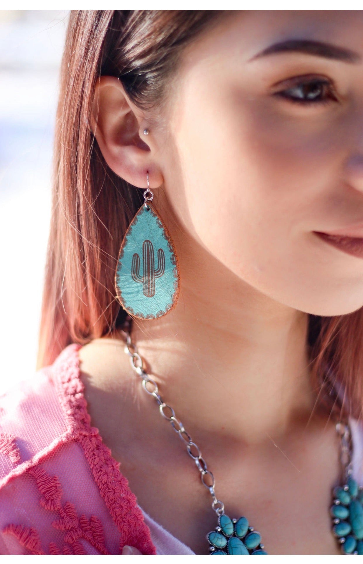 Leather Cactus Earrings - Ruby Rue Jewelry & Accessories