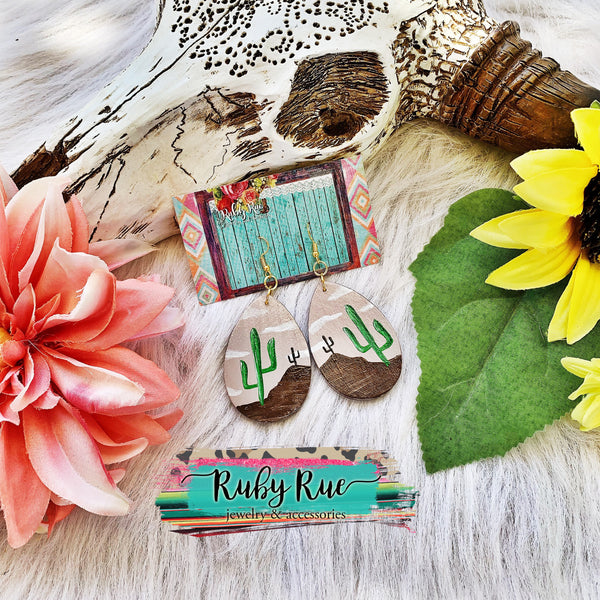 Hand-painted Wood Earrings - Ruby Rue Jewelry & Accessories