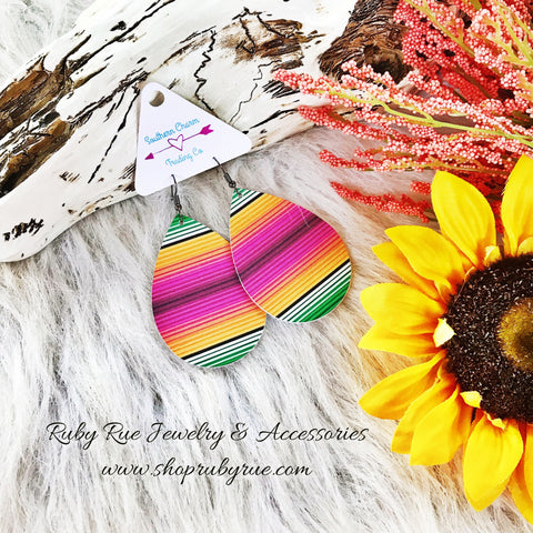 Genuine Leather Serape Earrings - Ruby Rue Jewelry & Accessories