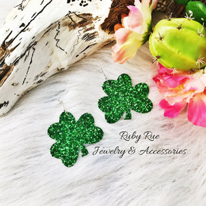 Shamrock Glitter Earrings - Ruby Rue Jewelry & Accessories