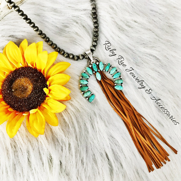 Squash Blossom Leather Tassel Necklace - Ruby Rue Jewelry & Accessories