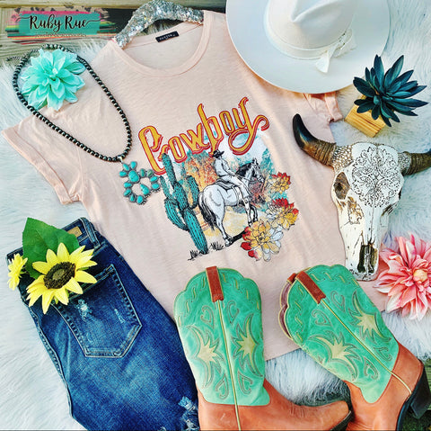 Cowboy Take Me Away Tee - Ruby Rue Jewelry & Accessories