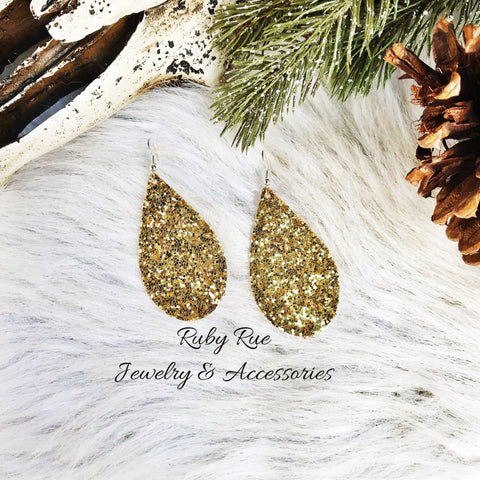 Yellow Gold Glitter Earrings - Ruby Rue Jewelry & Accessories