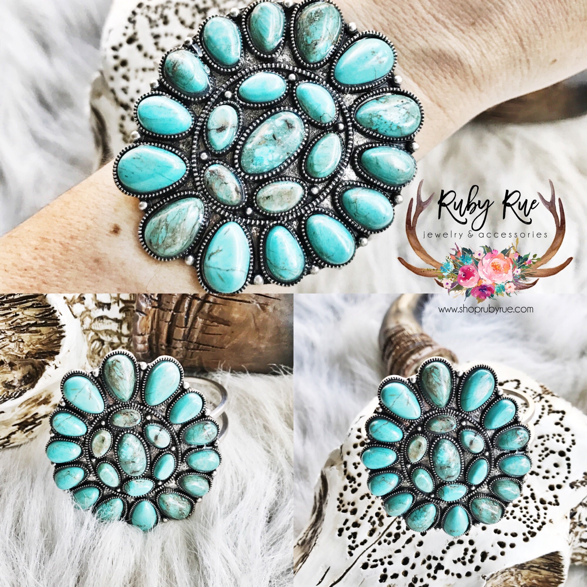 Multi-stone Cluster Bangle - Ruby Rue Jewelry & Accessories