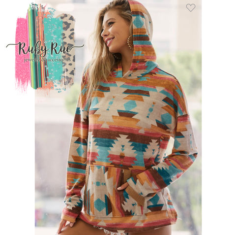 The Tia Lightweight Aztec Hoodie - Ruby Rue Jewelry & Accessories