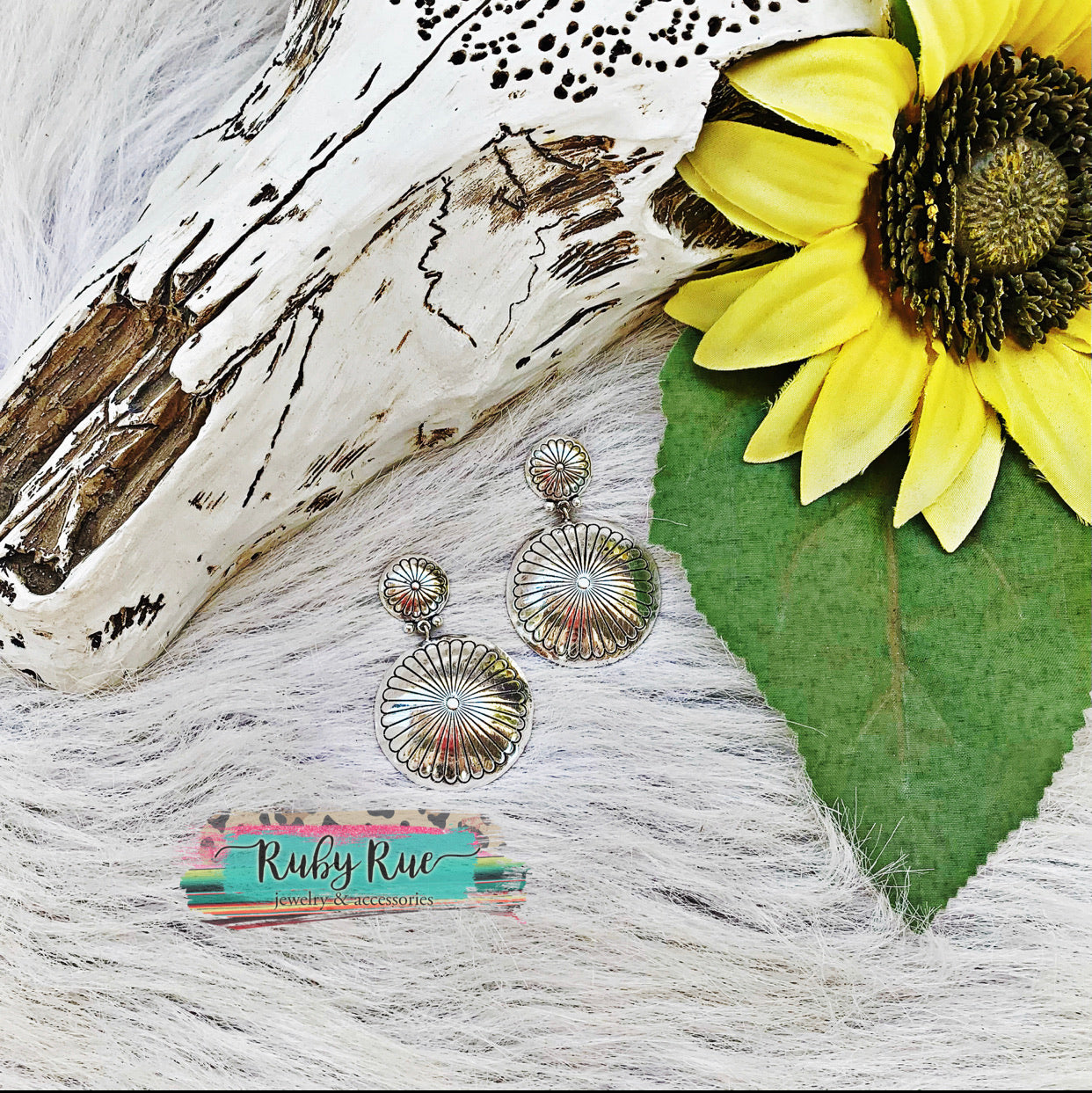 Double Concho Earrings - Ruby Rue Jewelry & Accessories