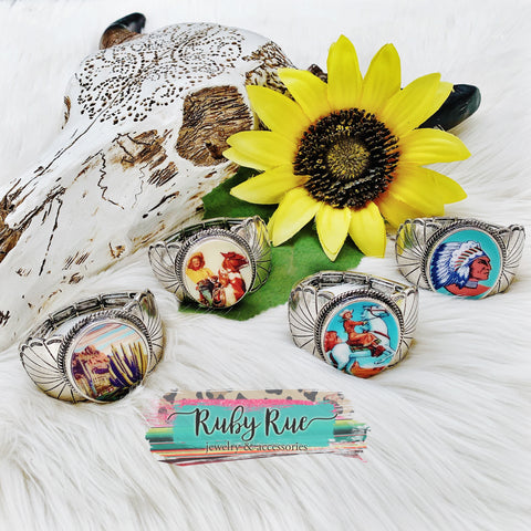 Retro Cowgirl Stretchy Cuff - Ruby Rue Jewelry & Accessories