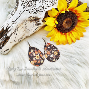 Fall Floral Leather Earrings - Ruby Rue Jewelry & Accessories