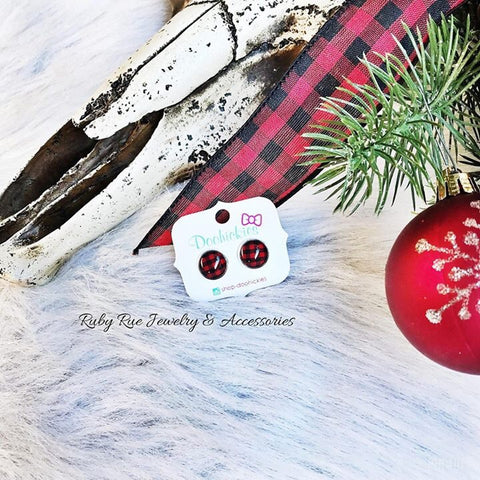 Buffalo Plaid Glass Earrings - Ruby Rue Jewelry & Accessories