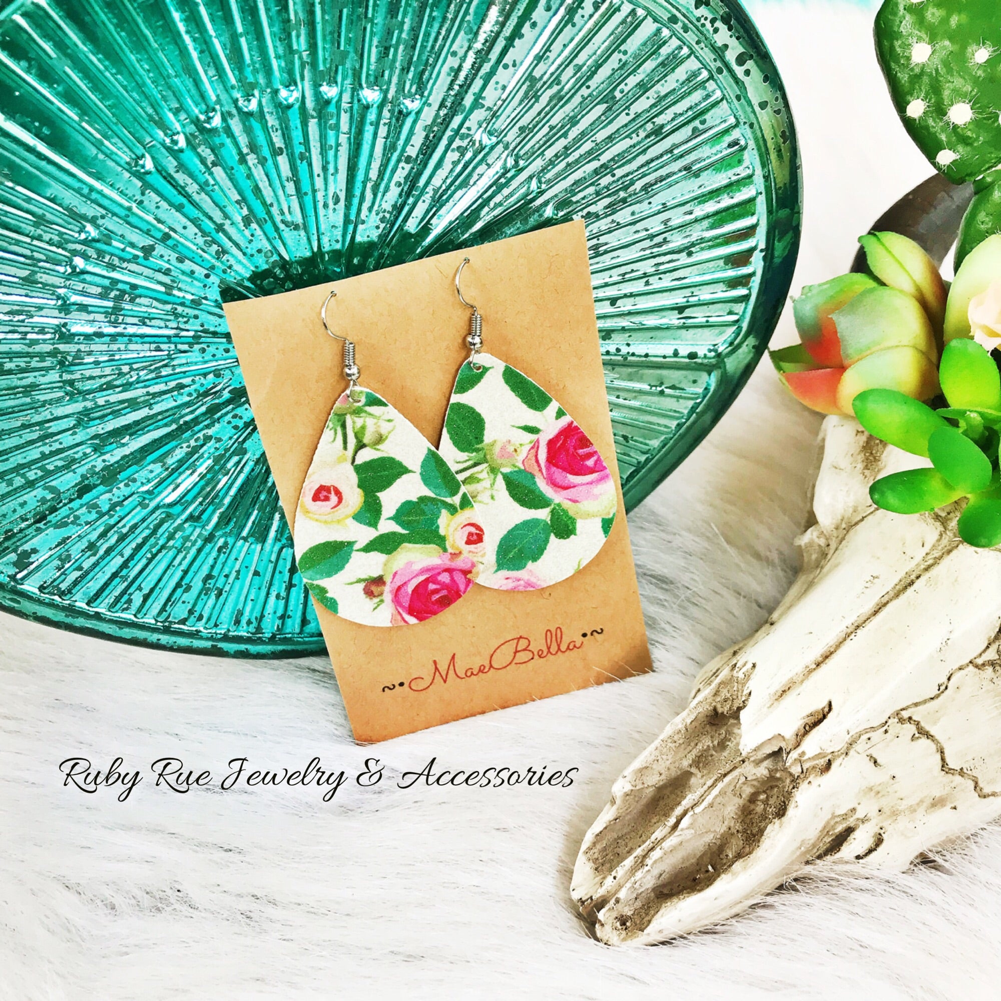 Floral Canvas Earrings - Ruby Rue Jewelry & Accessories