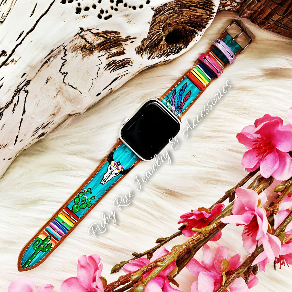 Custom Hand Painted Apple/Fitbit Leather Bands – Ruby Rue Jewelry ...