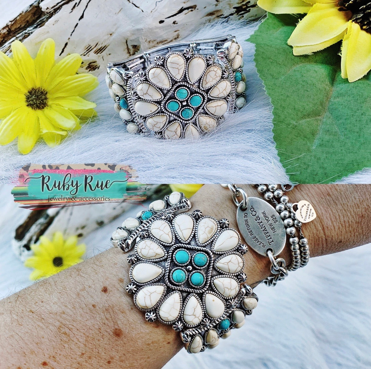 Floral Ivory Gemstone Bracelet - Ruby Rue Jewelry & Accessories