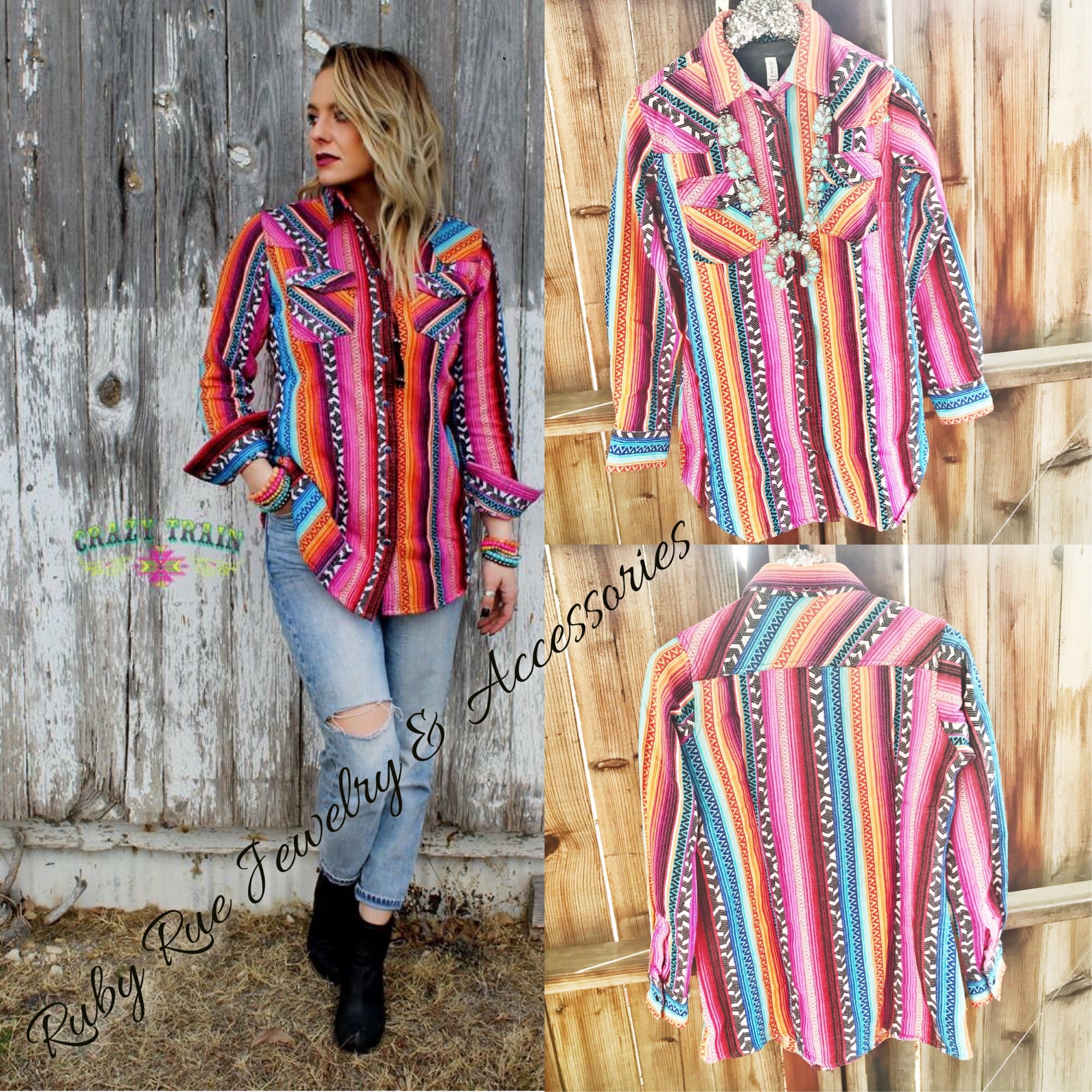 Crazy Train Brand Full Serape Tunic - Ruby Rue Jewelry & Accessories