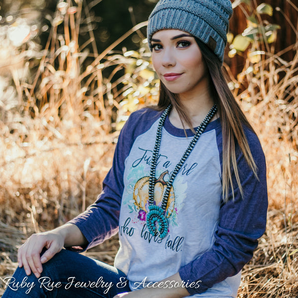 Just A Girl Who Loves Fall Raglan - Ruby Rue Jewelry & Accessories