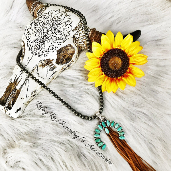 Squash Blossom Leather Tassel Necklace - Ruby Rue Jewelry & Accessories