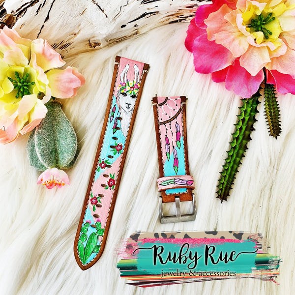 Custom Hand Painted Apple/Fitbit Leather Bands - Ruby Rue Jewelry & Accessories